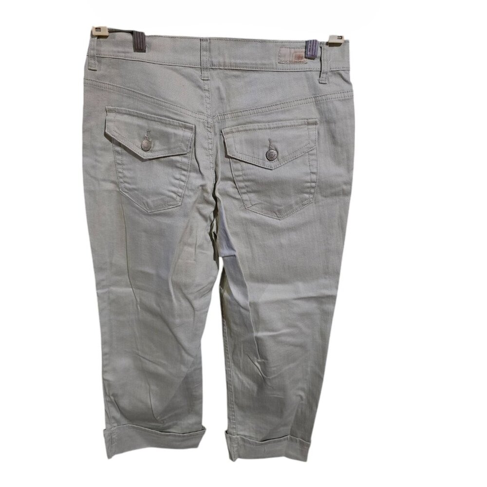 Bandolindblue Green Denim Capri's Cuffed - Picture 2 of 3
